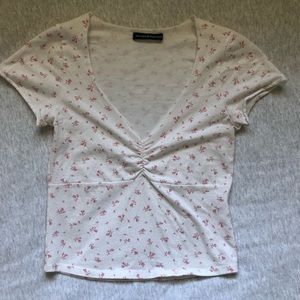 Brandy Melville white Gina top with pink flowers